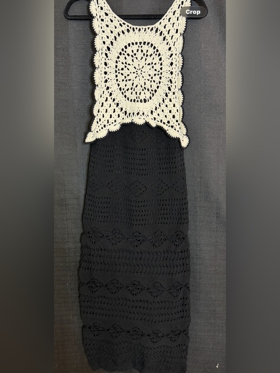 Zara Dresses & Skirts - Zara Black Maxi Dress with Cream Crochet Bib
